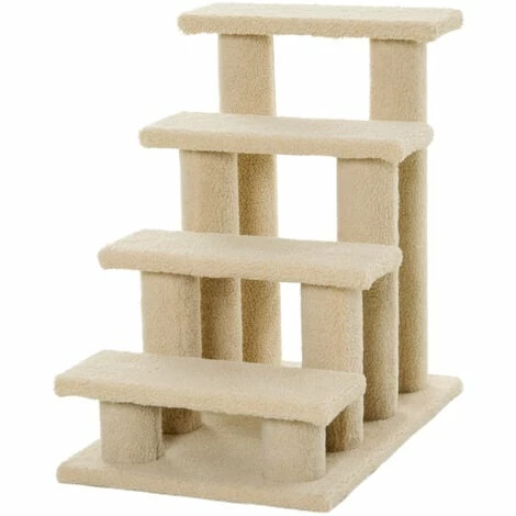 PawHut Dog Steps for Bed 4 Step Pet Stairs for Sofa Dog Cat Climb Ladder Brown PawHut Dog Steps For Bed 4 Step Pet Stairs For Sofa Dog Cat Climb Ladder Brown -PawHut Shop 2680063 1