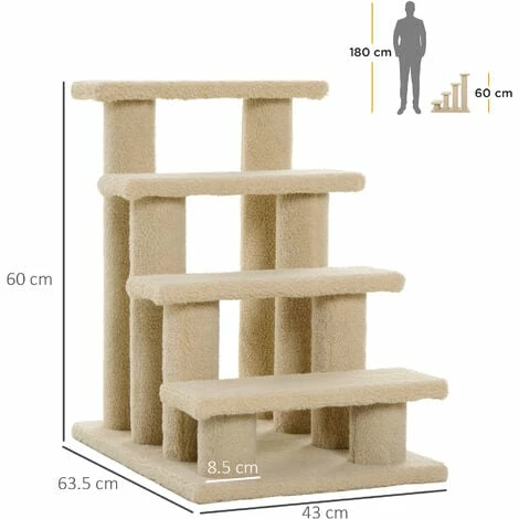 PawHut Dog Steps for Bed 4 Step Pet Stairs for Sofa Dog Cat Climb Ladder Brown PawHut Dog Steps For Bed 4 Step Pet Stairs For Sofa Dog Cat Climb Ladder Brown -PawHut Shop 2680063 2