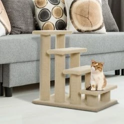 PawHut Dog Steps For Bed 4 Step Pet Stairs For Sofa Dog Cat Climb Ladder Brown 2 PawHut Dog Steps For Bed 4 Step Pet Stairs For Sofa Dog Cat Climb Ladder Brown -PawHut Shop 2680063 3