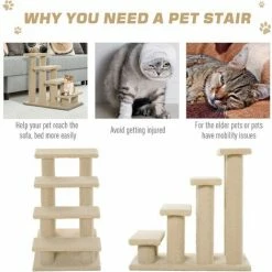 PawHut Dog Steps For Bed 4 Step Pet Stairs For Sofa Dog Cat Climb Ladder Brown 4 PawHut Dog Steps For Bed 4 Step Pet Stairs For Sofa Dog Cat Climb Ladder Brown -PawHut Shop 2680063 5