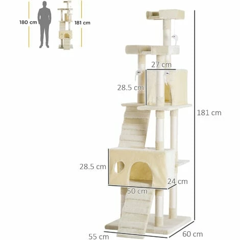 PawHut Condo Furniture Scratcher Post Pet Cat Tree Kitten Bed House Play Toy PawHut Condo Furniture Scratcher Post Pet Cat Tree Kitten Bed House Play Toy -PawHut Shop 2680068 2