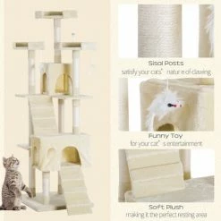 PawHut Condo Furniture Scratcher Post Pet Cat Tree Kitten Bed House Play Toy 4 PawHut Condo Furniture Scratcher Post Pet Cat Tree Kitten Bed House Play Toy -PawHut Shop 2680068 5