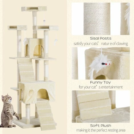 PawHut Condo Furniture Scratcher Post Pet Cat Tree Kitten Bed House Play Toy PawHut Condo Furniture Scratcher Post Pet Cat Tree Kitten Bed House Play Toy -PawHut Shop 2680068 5