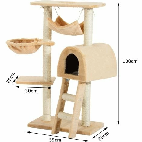 PawHut Cat Tree Kitten Scratching Activity Playing Climb Center Bed Condo Toy PawHut Cat Tree Kitten Scratching Activity Playing Climb Center Bed Condo Toy -PawHut Shop 2680074 2