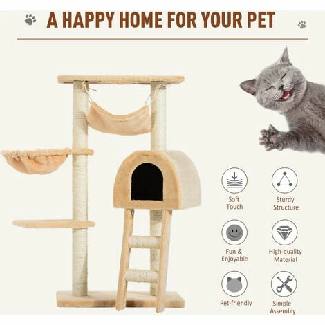 PawHut Cat Tree Kitten Scratching Activity Playing Climb Center Bed Condo Toy PawHut Cat Tree Kitten Scratching Activity Playing Climb Center Bed Condo Toy -PawHut Shop 2680074 5