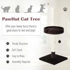 PawHut Kitten Cat Tree Scratching Post Scratcher Activity Center Bed Play W/ Toy -PawHut Shop 2680078 4