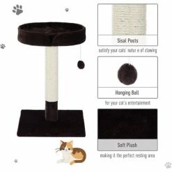 PawHut Kitten Cat Tree Scratching Post Scratcher Activity Center Bed Play W/ Toy -PawHut Shop 2680078 5