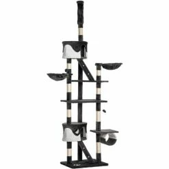 PawHut Cat Tree 240-260cm Scratching Activity Center House Climbing Tower