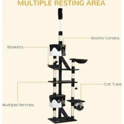 PawHut Cat Tree 240-260cm Scratching Activity Center House Climbing Tower -PawHut Shop 2680084 5