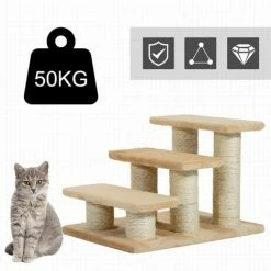 PawHut Pet Steps Portable Cat Dog Little Older Animal Easy Climb Stairs Assistance Cream -PawHut Shop 2680090 4