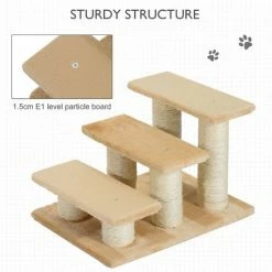 PawHut Pet Steps Portable Cat Dog Little Older Animal Easy Climb Stairs Assistance Cream -PawHut Shop 2680090 5
