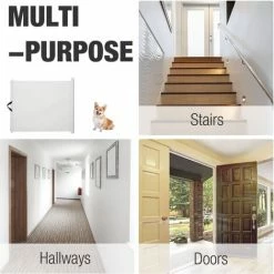 PawHut Retractable Pet Safety Gate Folding Stair Barrier Guard Door White 3 PawHut Retractable Pet Safety Gate Folding Stair Barrier Guard Door White -PawHut Shop 2739488 4