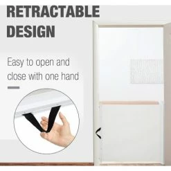 PawHut Retractable Pet Safety Gate Folding Stair Barrier Guard Door White 4 PawHut Retractable Pet Safety Gate Folding Stair Barrier Guard Door White -PawHut Shop 2739488 5