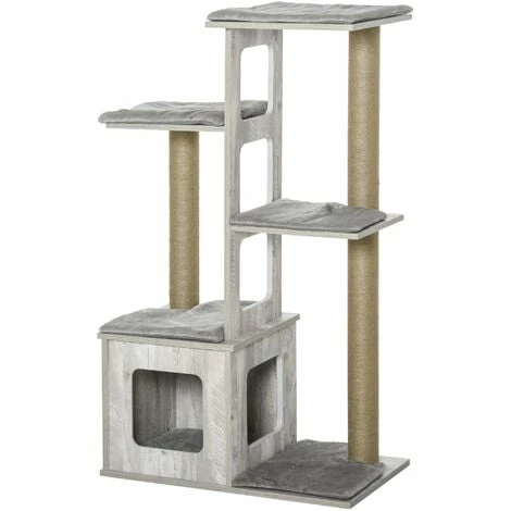 PawHut Cat Tree Tower Activity Center Climbing Frame With Scratching Posts Condo 1 PawHut Cat Tree Tower Activity Center Climbing Frame With Scratching Posts Condo