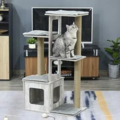 PawHut Cat Tree Tower Activity Center Climbing Frame With Scratching Posts Condo 7 PawHut Cat Tree Tower Activity Center Climbing Frame With Scratching Posts Condo -PawHut Shop 27647067 3