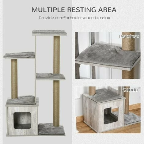 PawHut Cat Tree Tower Activity Center Climbing Frame With Scratching Posts Condo 5 PawHut Cat Tree Tower Activity Center Climbing Frame With Scratching Posts Condo - Image 5
