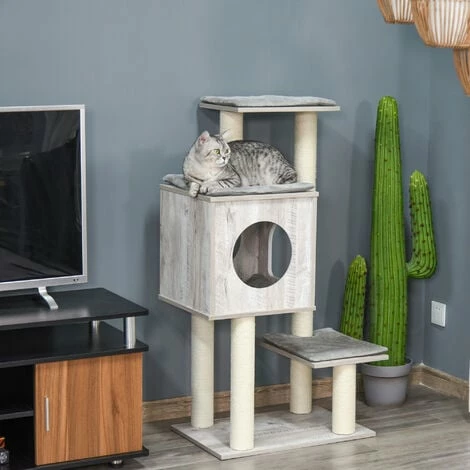 PawHut Multi-Level Cat Tree Tower Activity Center w/ Scratching Posts Condo PawHut Multi-Level Cat Tree Tower Activity Center W/ Scratching Posts Condo -PawHut Shop 27647076 3