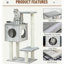 PawHut Multi-Level Cat Tree Tower Activity Center W/ Scratching Posts Condo 3 PawHut Multi-Level Cat Tree Tower Activity Center W/ Scratching Posts Condo -PawHut Shop 27647076 4