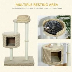 PawHut Cat Tree Tower Activity Center With Jute Scratching Posts Condo -PawHut Shop 27972467 5