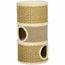 Front Page 24 PawHut Cat Scratching Barrel Kitten Tree Tower With Sisal And Seaweed Rope