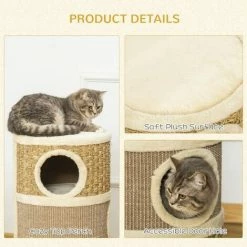 PawHut Cat Scratching Barrel Kitten Tree Tower With Sisal And Seaweed Rope -PawHut Shop 27972468 5