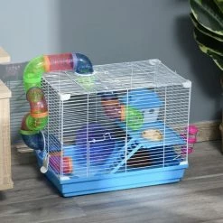 Pawhut Hamster Cage Carrier Small Animal House W/ Exercise Wheels Tunnel Tube -PawHut Shop 28247542 3