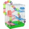 Pawhut 5 Tier Hamster Cage Carrier Habitat Small Animal House W/ Exercise Wheels