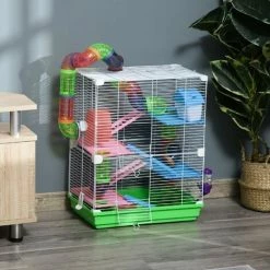 Pawhut 5 Tier Hamster Cage Carrier Habitat Small Animal House W/ Exercise Wheels -PawHut Shop 28247548 3