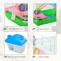 Pawhut 5 Tier Hamster Cage Carrier Habitat Small Animal House W/ Exercise Wheels -PawHut Shop 28247548 5