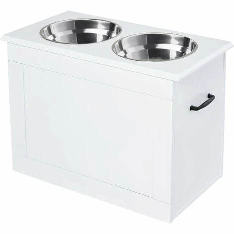 PawHut Raised Dog Bowls w/ Storage Function Stainless Steel Bowl Elevated Base PawHut Raised Dog Bowls W/ Storage Function Stainless Steel Bowl Elevated Base -PawHut Shop 28424779 1
