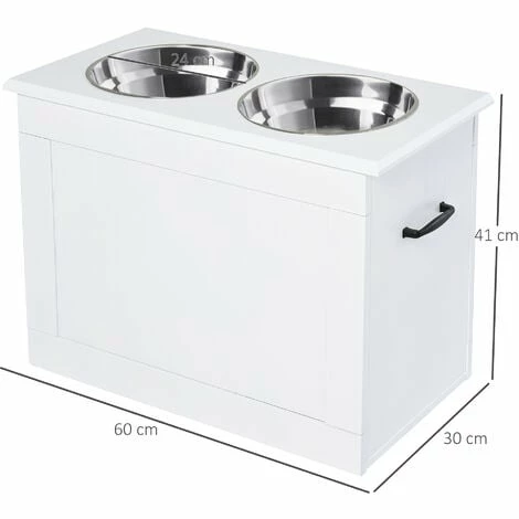 PawHut Raised Dog Bowls w/ Storage Function Stainless Steel Bowl Elevated Base PawHut Raised Dog Bowls W/ Storage Function Stainless Steel Bowl Elevated Base -PawHut Shop 28424779 2