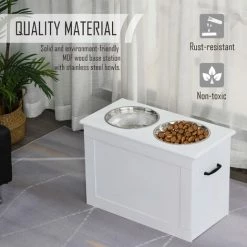 PawHut Raised Dog Bowls W/ Storage Function Stainless Steel Bowl Elevated Base 4 PawHut Raised Dog Bowls W/ Storage Function Stainless Steel Bowl Elevated Base -PawHut Shop 28424779 5