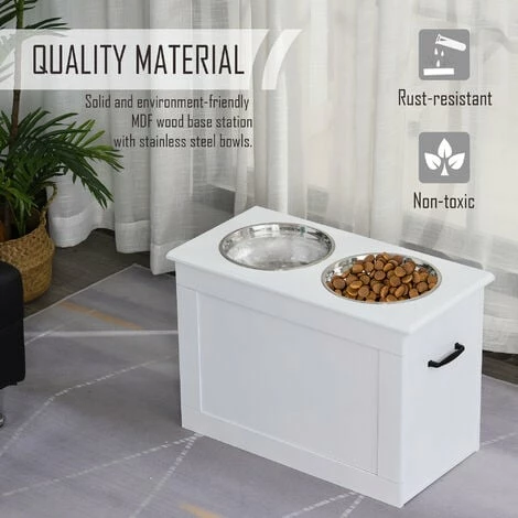 PawHut Raised Dog Bowls w/ Storage Function Stainless Steel Bowl Elevated Base PawHut Raised Dog Bowls W/ Storage Function Stainless Steel Bowl Elevated Base -PawHut Shop 28424779 5