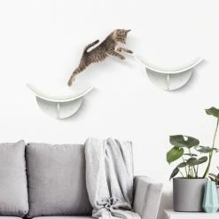 PawHut Wood Cat Shelves Wall-Mounted Shelter Curved Kitten Bed Cat Perch Climber Cat Furniture 41 X 28 X 21cm White 2 PawHut Wood Cat Shelves Wall-Mounted Shelter Curved Kitten Bed Cat Perch Climber Cat Furniture 41 X 28 X 21cm White -PawHut Shop 28424782 3