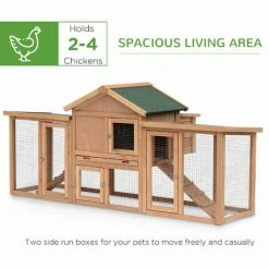 Pawhut Wood Chicken Coop Hens Cage Poultry House With Nesting Boxes Run -PawHut Shop 28505662 4