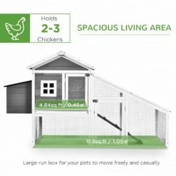 PawHut Deluxe Wooden Chicken Coop Poultry House Cage With Nesting Box Grey 3 PawHut Deluxe Wooden Chicken Coop Poultry House Cage With Nesting Box Grey -PawHut Shop 28678292 4