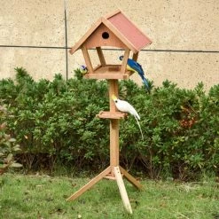 PawHut Freestanding Wooden Bird Feeder Table W/ Nesting Hole Decorative -PawHut Shop 28912877 3