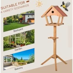 PawHut Freestanding Wooden Bird Feeder Table W/ Nesting Hole Decorative -PawHut Shop 28912877 4