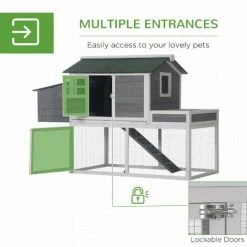 PawHut 160cm Chicken Coop Wooden Poultry Hen Hutch House Nesting Cage W/ Planter -PawHut Shop 28999234 5