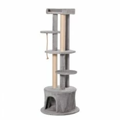 PawHut Cat Tree Kitten Tower W/ Scratching Post Condo Plush Perches Grey