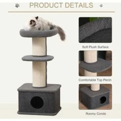 PawHut Cat Tree Kitten Tower Pet Furniture W/ Scratching Post Condo Perches -PawHut Shop 29036152 4