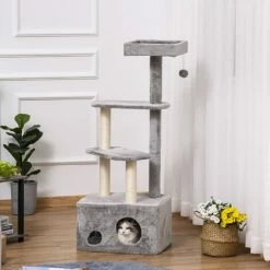 PawHut Cat Tree Kitten Tower W/ Scratching Post Condo Perches Hanging Ball -PawHut Shop 29036161 3
