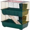 PawHut Two-Tier Small Animal Cage Habitat W/ Accessories Pet Play House