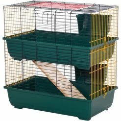 PawHut Two-Tier Small Animal Cage Habitat W/ Accessories Pet Play House