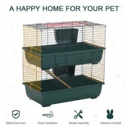 PawHut Two-Tier Small Animal Cage Habitat W/ Accessories Pet Play House -PawHut Shop 29036170 4