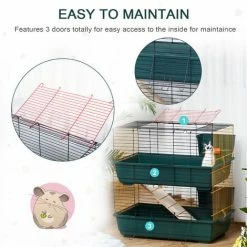 PawHut Two-Tier Small Animal Cage Habitat W/ Accessories Pet Play House -PawHut Shop 29036170 5