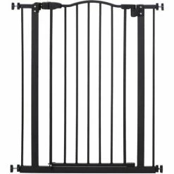 PawHut 74-80cm Adjustable Metal Pet Gate Safety Barrier W/ Auto-Close Door Black