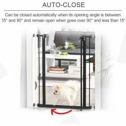 PawHut 74-80cm Adjustable Metal Pet Gate Safety Barrier W/ Auto-Close Door Black -PawHut Shop 29064666 5