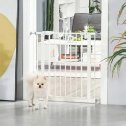PawHut 74-80cm Adjustable Metal Pet Gate Safety Barrier W/ Auto-Close Door White 2 PawHut 74-80cm Adjustable Metal Pet Gate Safety Barrier W/ Auto-Close Door White -PawHut Shop 29064667 3