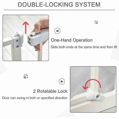PawHut 74-80cm Adjustable Metal Pet Gate Safety Barrier w/ Auto-Close Door White PawHut 74-80cm Adjustable Metal Pet Gate Safety Barrier W/ Auto-Close Door White -PawHut Shop 29064667 4